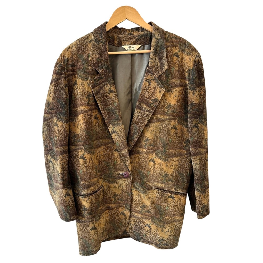 Vintage Bart Sibylle Lyn Canada Duck Wildlife Blazer Jacket Womens Size 10 Artsy